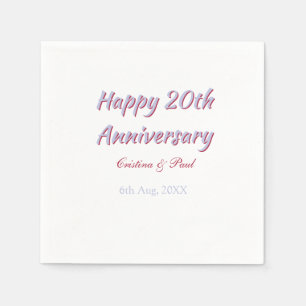 Happy 20th anniversary PURPLE MARON WEDDING NAME Napkin