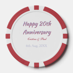 Happy 20th anniversary PURPLE MARON WEDDING NAME  Poker Chips