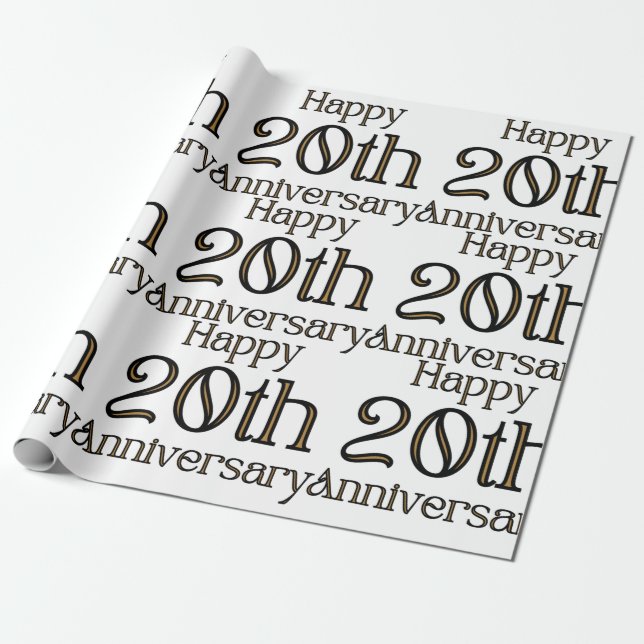 Happy 20th Anniversary Wrapping Paper (Unrolled)