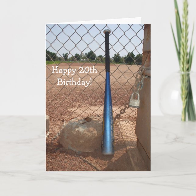 Happy 20th Birthday Baseball Bat greeting card (Front)