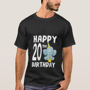 Happy 20th Birthday Boy Baby Elephant 20 Year Old  T-Shirt