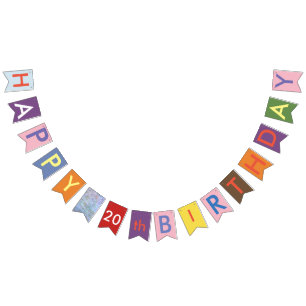 happy 20th birthday bunting flags
