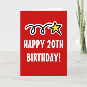 Happy 20th Birthday Card For Men and Women