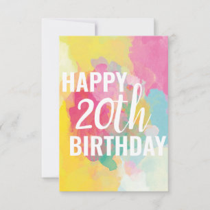 Happy 20th Birthday Card ("Watercolour Gradients")
