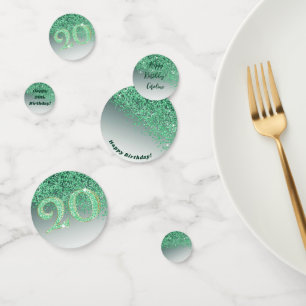 Happy 20th Birthday Chic Falling Green Glitter Confetti