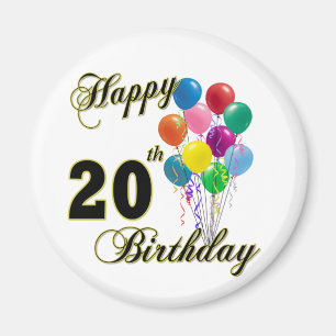 Happy 20th Birthday Gifts and Birthday Apparel Magnet