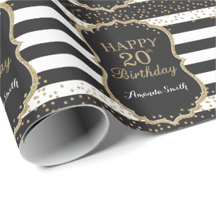 Happy 20th Birthday Gold Glitter Wrapping Paper
