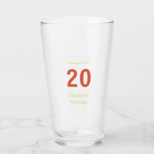 happy 20th birthday green orange bold retro boho glass
