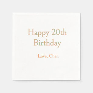 happy 20th birthday green orange pastel name date napkin