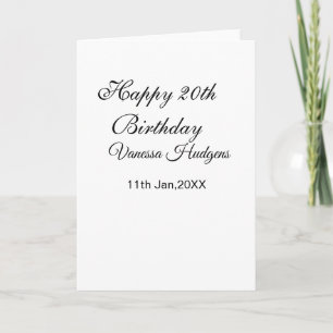 Happy 20th birthday name date simple minimal card