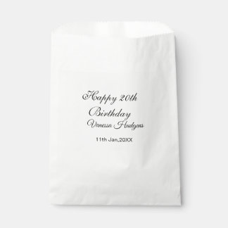Happy 20th birthday name date simple minimal  favour bags