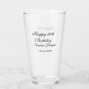 Happy 20th birthday name date simple minimal glass