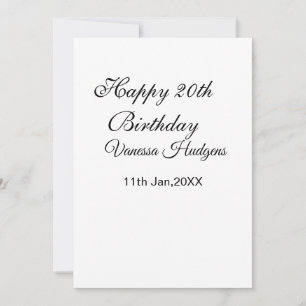Happy 20th birthday name date simple minimal  invitation
