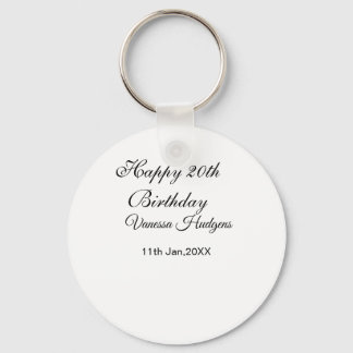 Happy 20th birthday name date simple minimal  key ring