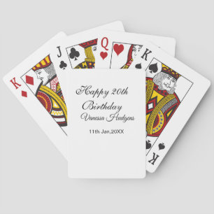Happy 20th birthday name date simple minimal playing cards