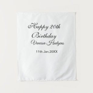 Happy 20th birthday name date simple minimal tapestry