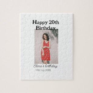 Happy 20th birthday photo modern simple minimal jigsaw puzzle