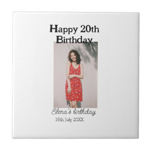 Happy 20th birthday photo modern simple minimal tile