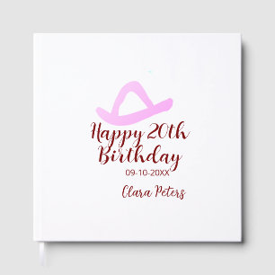 Happy 20th birthday pink cowboy girl name date sim guest book