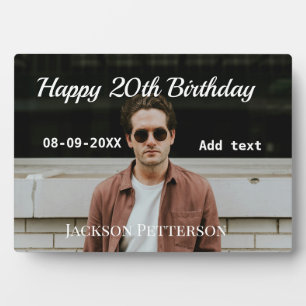 Happy 20th birthday simple photo add name date mod plaque