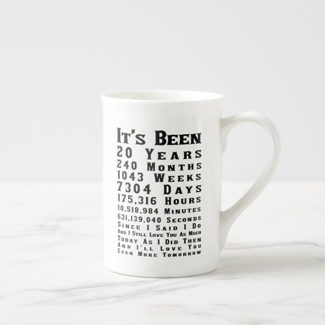 Happy 20th China Wedding Anniversary Bone China Mug (Right)