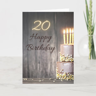 Happy 20th Chocolate Birthday Cake Greeting Card