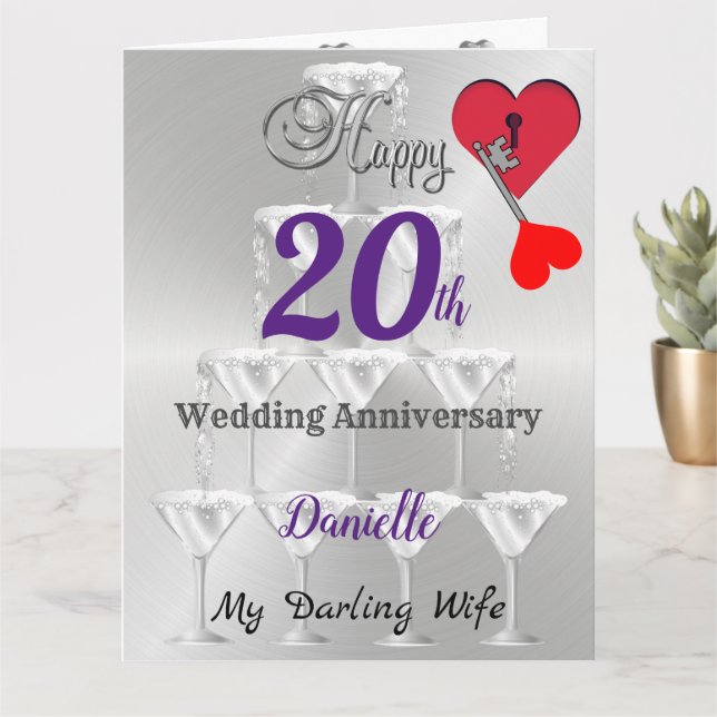 Happy 20th Wedding Anniversary Card For Wife  (Small Plant)