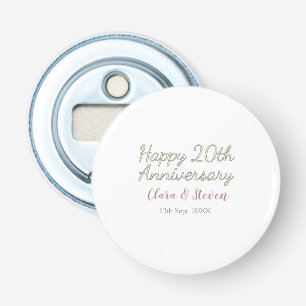 HAPPY 20TH WEDDING ANNIVERSARY NAME PINK GRAY PAST BOTTLE OPENER