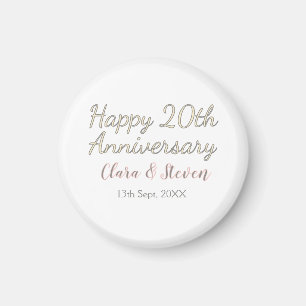 HAPPY 20TH WEDDING ANNIVERSARY NAME PINK GRAY PAST MAGNET