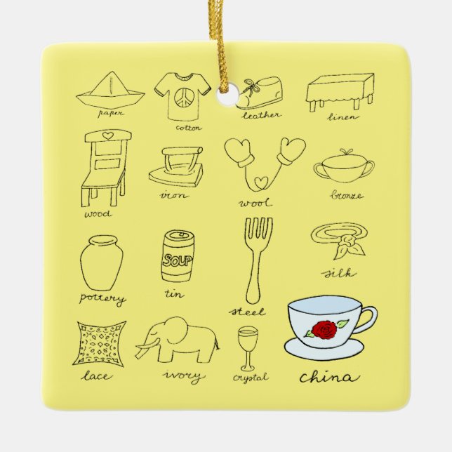 Happy 20th Wedding Anniversary Personalised Name Ceramic Ornament (Front)