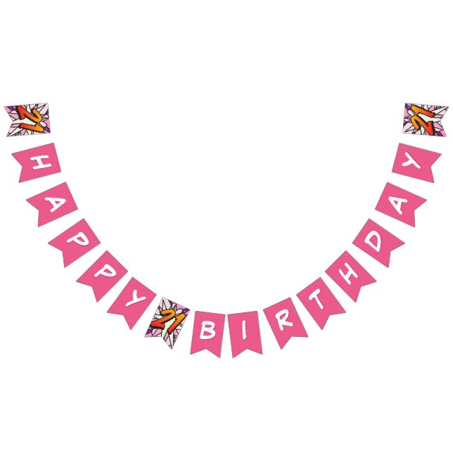 HAPPY 21 BIRTHDAY Comic Book Pop Art  pink Bunting (All)