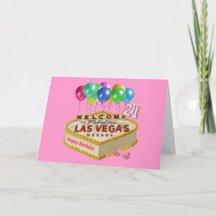 Happy 21 Birthday Las Vegas CAKE Card. Card