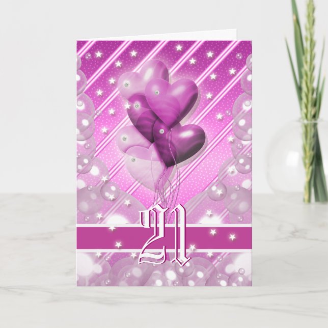 Happy 21st birthday balloons bright card (Front)