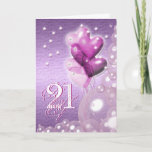 Happy 21st birthday balloons bright card<br><div class="desc">Funny "Happy 21st birthday" cards, with a modern and elegant design of bright pink and purple coloured balloon, floating above the numerals 21 which has bright bubbles and stars framing it. INSIDE - On opening the card, there are customisable text templates for your personal message or greeting, that may be...</div>