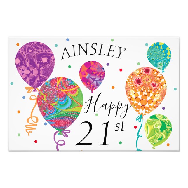 Happy 21st Birthday Balloons Sign (Front)