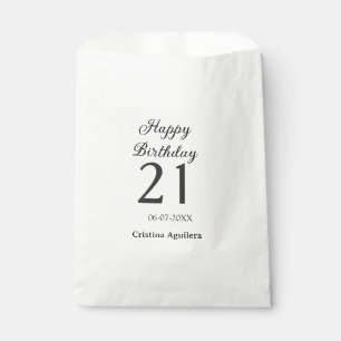 Happy 21st birthday bold letter simple name minima favour bags
