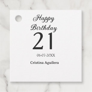 Happy 21st birthday bold letter simple name minima favour tags