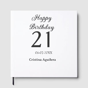 Happy 21st birthday bold letter simple name minima guest book