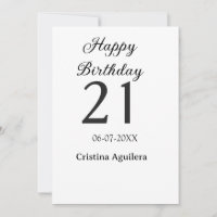 Happy 21st birthday bold letter simple name minima