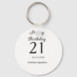 Happy 21st birthday bold letter simple name minima key ring