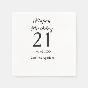 Happy 21st birthday bold letter simple name minima napkin