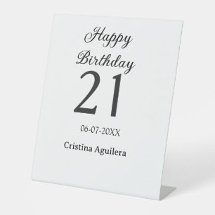Happy 21st birthday bold letter simple name minima pedestal sign