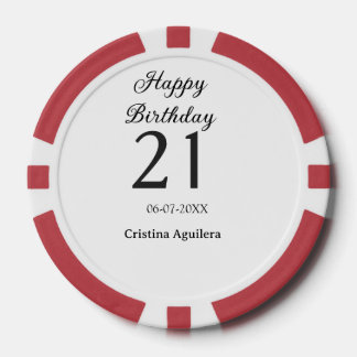 Happy 21st birthday bold letter simple name minima poker chips
