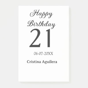 Happy 21st birthday bold letter simple name minima post-it notes