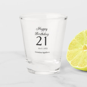 Happy 21st birthday bold letter simple name minima shot glass