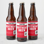 Happy 21st Birthday Brew Beer Bottle Label<br><div class="desc">It's time to celebrate a birthday! Create your own one of a kind birthday brew labels for your favourite beer bottles. Stylish modern design where you can pick your own background colour. Top box allows you to name your beer after the birthday boy or birthday girl. Text box allows you...</div>