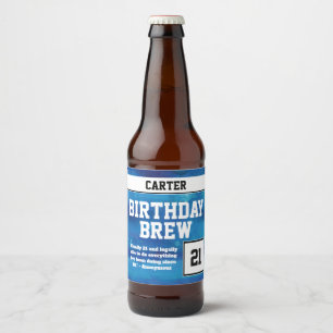 Happy 21st Birthday Brew Beer Bottle Label