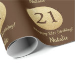 Happy 21st Birthday Brown and Gold Glitter Wrapping Paper<br><div class="desc">Happy 21st Birthday Brown and Gold Glitter Wrapping Paper with personalised name. For further customisation,  please click the "Customise it" button and use our design tool to modify this template.</div>