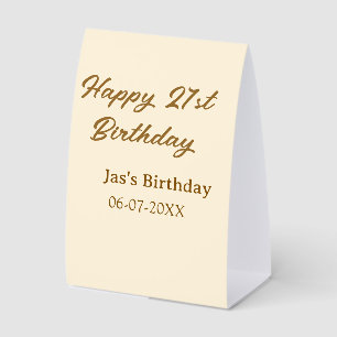Happy 21st birthday brown pastel yellow name date