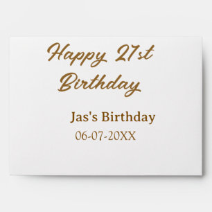 Happy 21st birthday brown pastel yellow name date  envelope